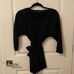 Ann Taylor Black Blouse w/ Tie Waist
